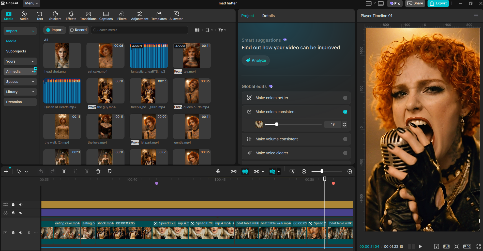 CapCut edit timeline