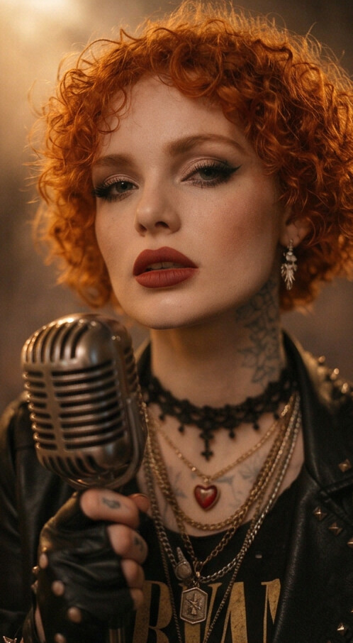 Rock singer world — amber, leather, raw