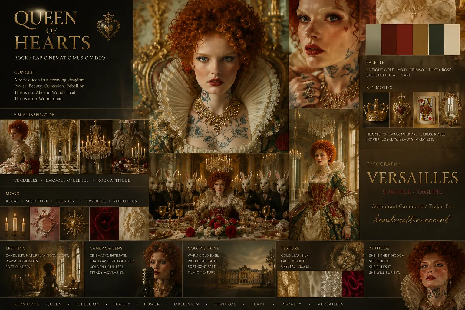 Queen of Hearts concept mood board